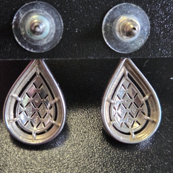 Sterling Silver 925 Filigree Teardrop Earrings, HDS Stamped (Helzberg) - Picture 3 of 6